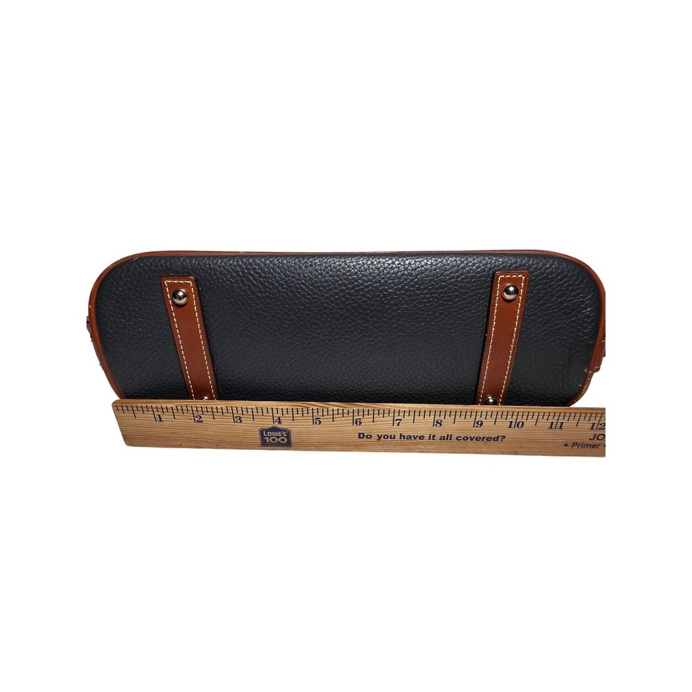 Dooney & Bourke Zip Zip Satchel‎ Navy Blue Pebbled Leather Tan Trim Dome Bag - Picture 12 of 13